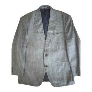 Lauren Ralph Lauren Men's Blazer Plaid Silk Wool Blend Grey Tartan 42r Classic